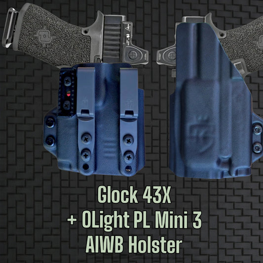 Olight PL Mini 3 StealthKydex AIGIS holster, PL Mini 3 Holster, OLight PL Mini 3 kydex, holster, Canik MC9 + OLight PL Mini 3 Holster, Glock 43X + OLight PL Mini 3 Holster, Canik MC9LS + OLight PL Mini 3 Holster