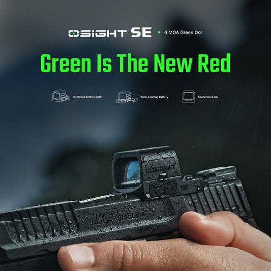 Osight SE 6 MOA Enclosed Green Dot Sight – RMSc Footprint, Side-Loading Battery, 27.5 g