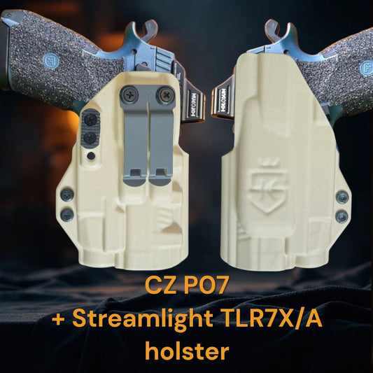 CZ P07 + Streamlight TLR7X/A Lightbearing holster – StealthKydex Holster Próta AIWB/IWB Kydex  | Fit to Conceal – Built to Perform