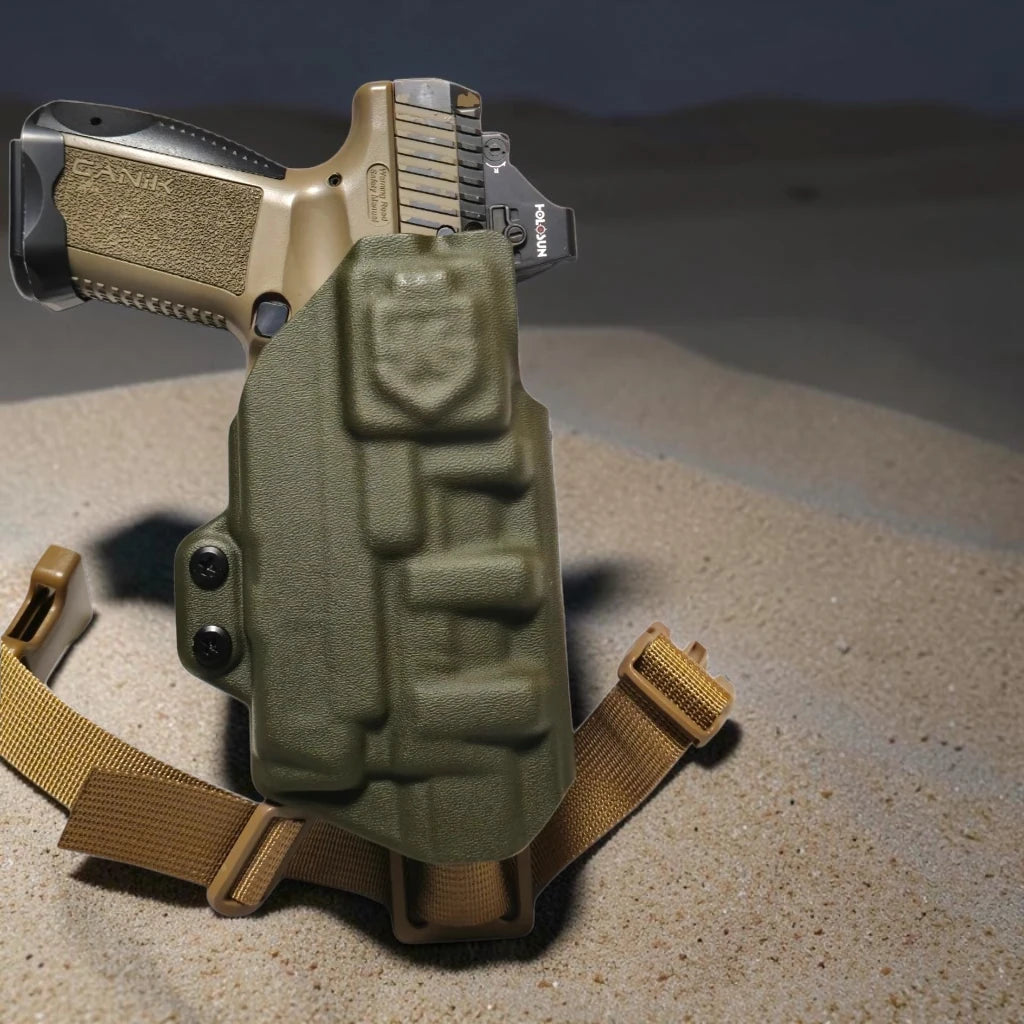 CANIK TP9 ELITE COMBAT + OLIGHT PL X STEALTHKYDEX PHALANX RANGE HOLSTER, RANGE RIG, RANGE HOLSTER, SPORT SHOOTING, SPORT SHOOTING HOLSTER