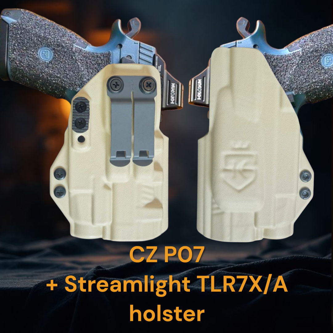 CZ P07 with Streamlight TLR7 StealthKydex Próta kydex holster, Streamlight TLR7 kydex holster, TLR7 kydex holster, best EDC TLR7  kydex holster, best kydex holster for TLR7X 