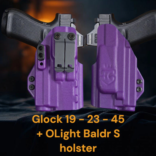 Glock 19 - 23 - 45 + OLight Baldr S Lightbearing Holster – StealthKydex Próta AIWB/IWB Kydex | Fit to Conceal – Built to Perform