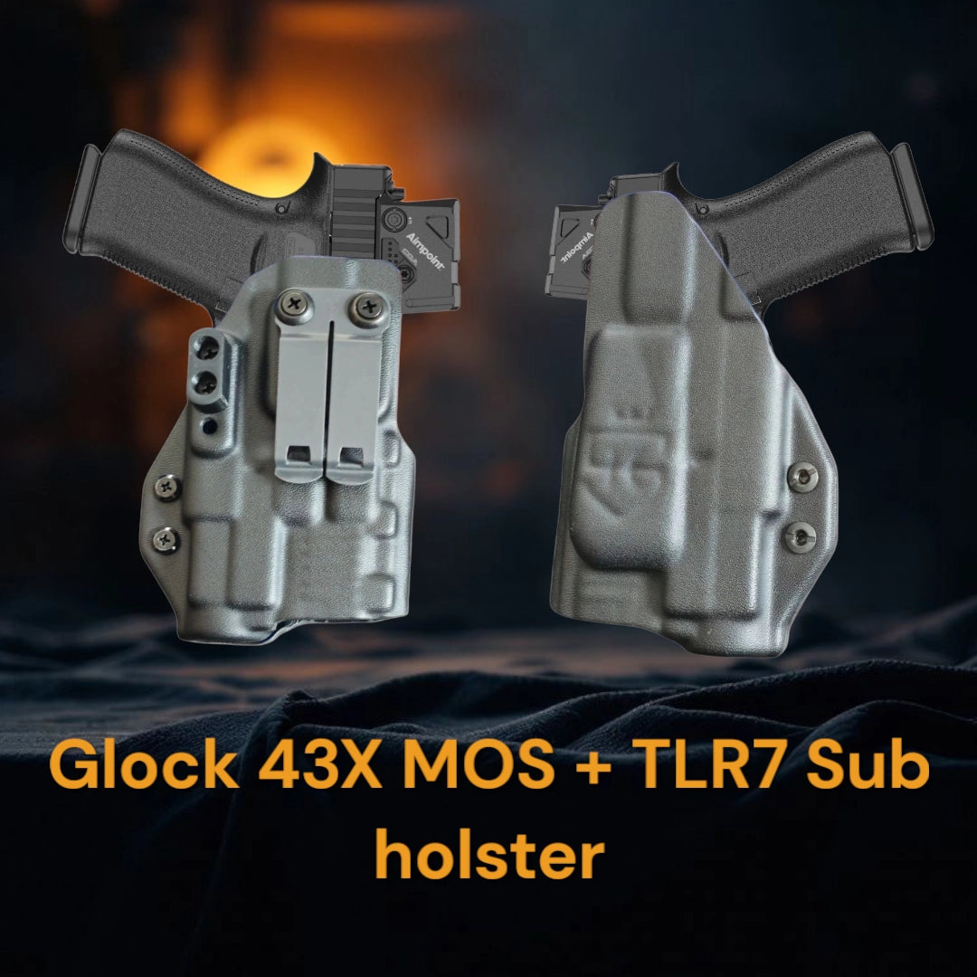 Glock 43X MOS + Streamlight TLR7 Sub Lightbearing Holster – StealthKydex Próta AIWB/IWB Kydex | Fit to Conceal – Built to Perform