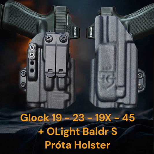 Glock 19 with OLight Baldr S holster, OLight Baldr S holster, OLight Baldr S kydex holster, best OLight Baldr S kydex holster 