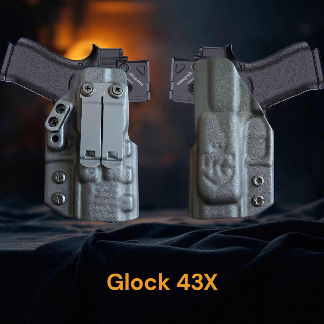 StealthKydex Próta Sub-Compact holsters, Glock 43X kydex holster, kydex holsters, best kydex holsters, comfortable kydex holsters, holster with wedge, holster with camming bar, holster with DCC Monoblock 