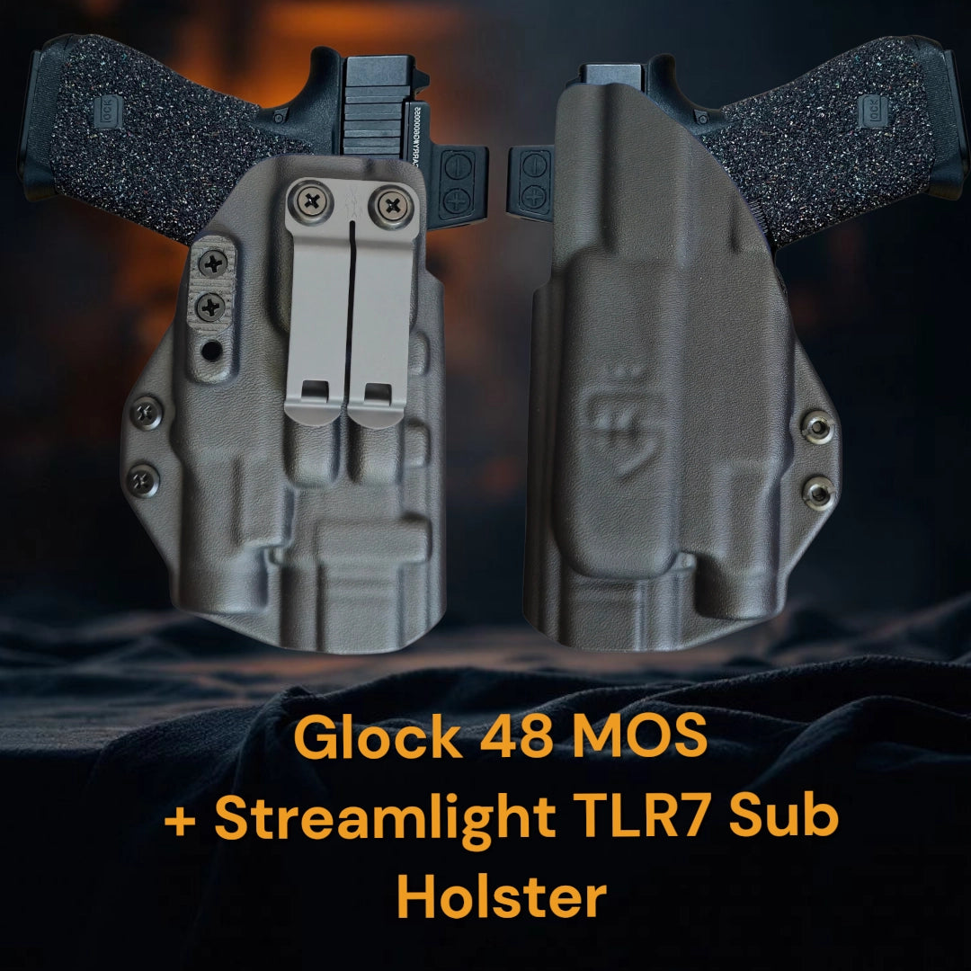 Glock 48 with Streamlight TLR7 Sub StealthKydex Próta kydex holster, Streamlight TLR7 Sub kydex holster, TLR7 Sub kydex holster, best EDC TLR7 Sub kydex holster, best kydex holster for TLR7 Sub 