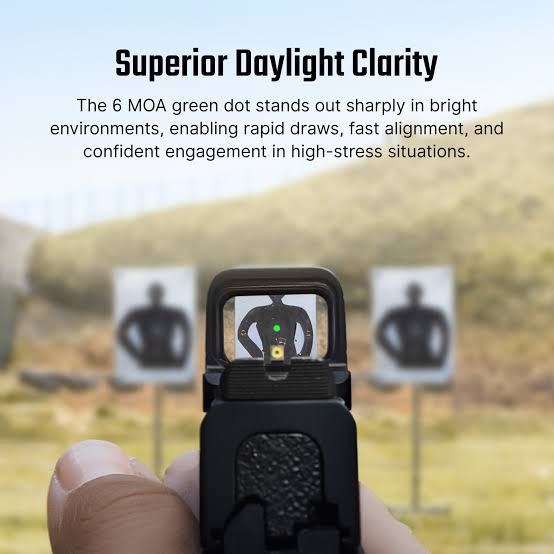 Osight SE 6 MOA Enclosed Green Dot Sight – RMSc Footprint, Side-Loading Battery, 27.5 g