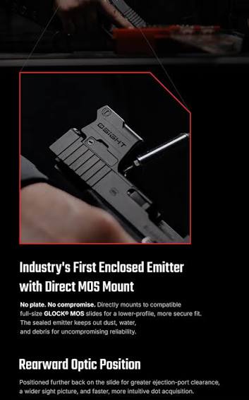 Osight SE MOS Enclosed Red Dot – Direct MOS Mount, 2 MOA Dot & 32 MOA Circle, Side-Loading Battery