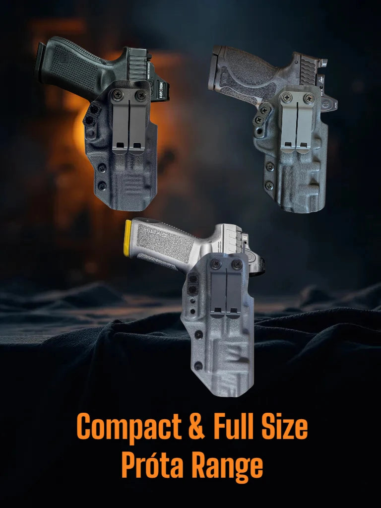 StealthKydex Próta Compact & Full Size holsters, kydex holsters, best kydex holsters, comfortable kydex holsters, holster with wedge, holster with camming bar, holster with DCC Monoblock 