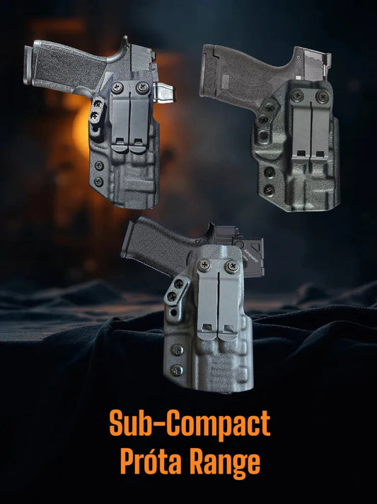 StealthKydex Próta Sub-Compact holsters, kydex holsters, best kydex holsters, comfortable kydex holsters, holster with wedge, holster with camming bar, holster with DCC Monoblock 