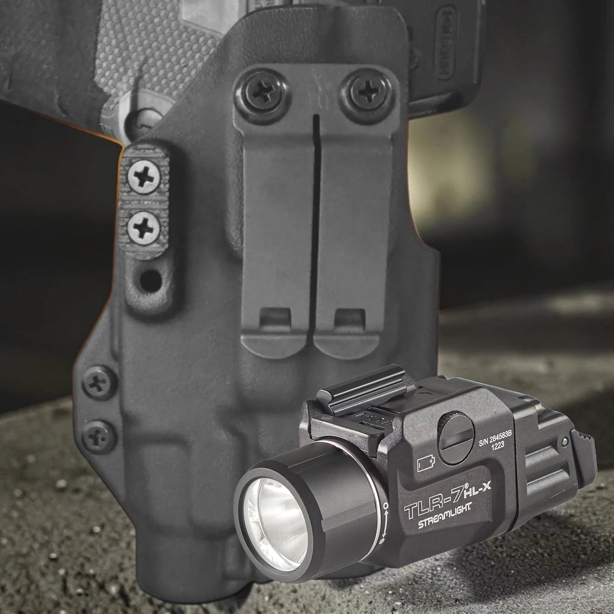 Kydex holster with Streamlight TLR7 HL-X StealthKydex Próta kydex holster, Streamlight TLR7 HL-X kydex holster, TLR7 HL-X kydex holster, best EDC TLR7 HL-X kydex holster, best kydex holster for TLR7 HL-X 