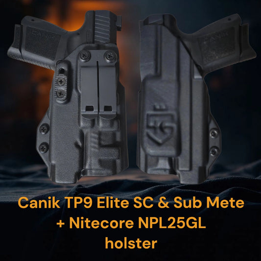 CANIK Sub Mete / TP9 Elite SC + Nitecore NPL25GL Holster – StealthKydex Prota AIWB/IWB Kydex | Fit to Conceal – Built to Perform