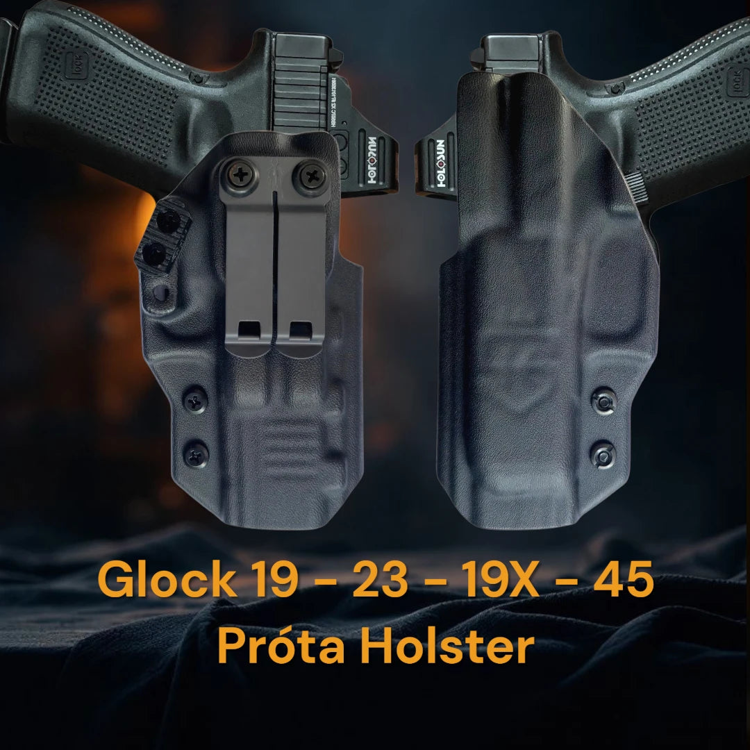 Glock 19+19X (& Glock 23 & 45) Gen 3, 4 & 5 Holster – StealthKydex Próta AIWB/IWB Kydex | Fit to Conceal – Built to Perform