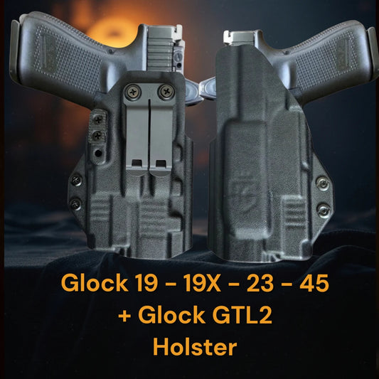 Glock 19 - 23 - 45 + Glock GTL2 Lightbearing Holster – StealthKydex Próta AIWB/IWB Kydex | Fit to Conceal – Built to Perform