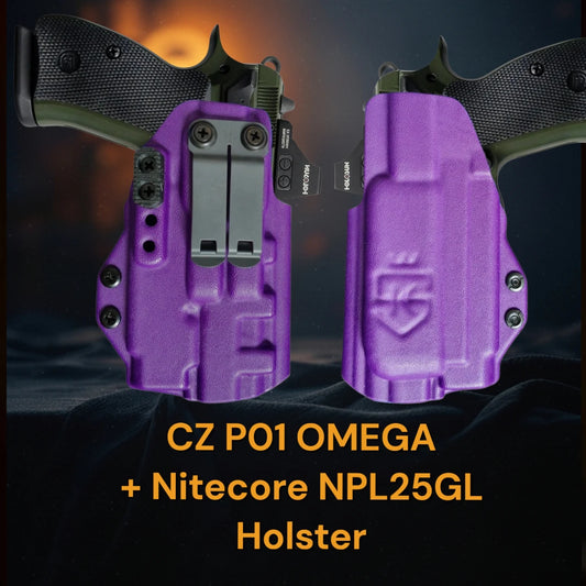CZ75 P01 OMEGA + Nitecore NPL25GL – StealthKydex Holster Próta AIWB/IWB Kydex  | Fit to Conceal – Built to Perform