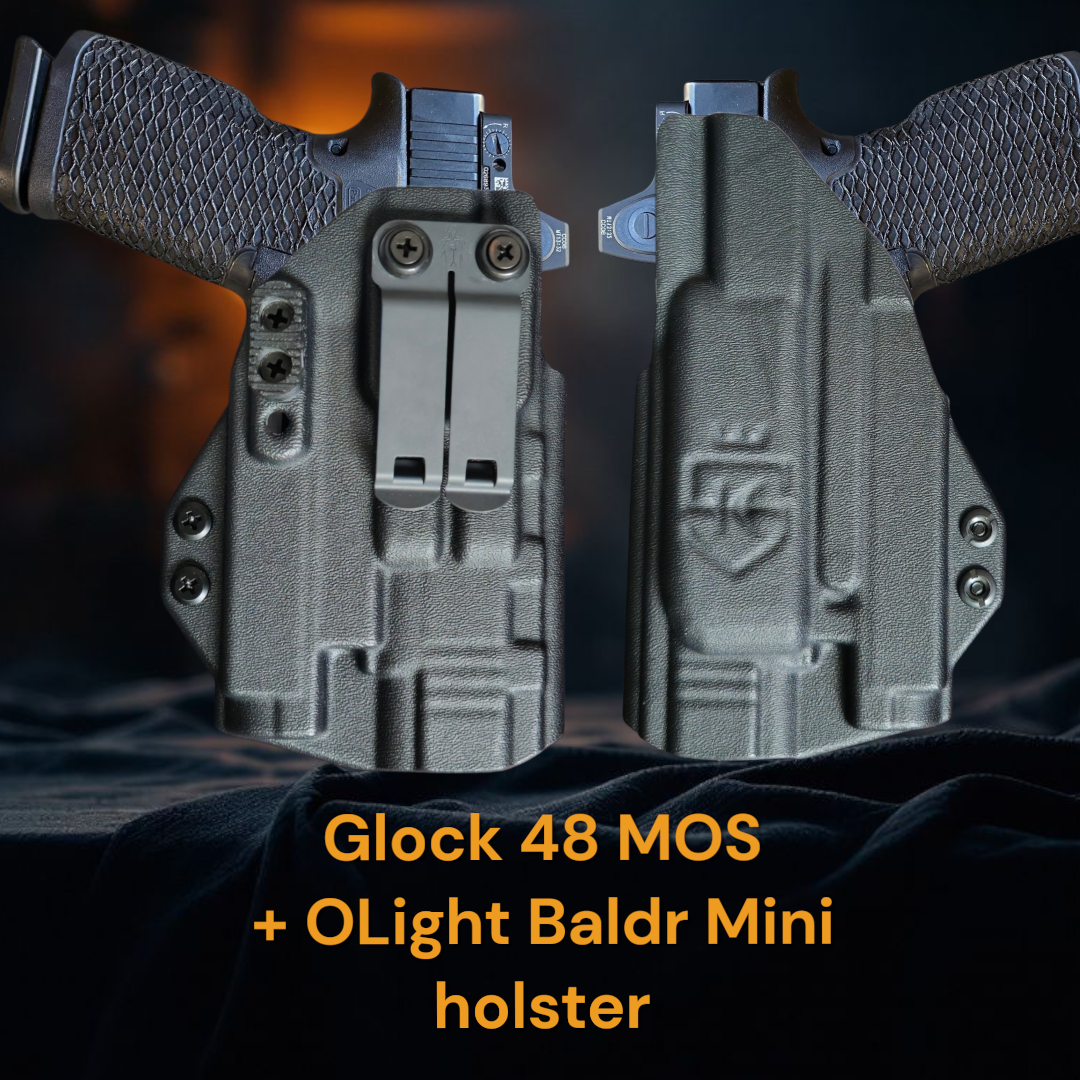 Glock 48 MOS + OLight Baldr Mini Holster – StealthKydex Próta AIWB/IWB Kydex | Fit to Conceal – Built to Perform