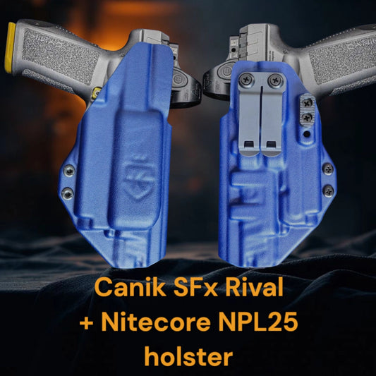 Canik SFx Rival + NiteCore NPL25 Holster - StealthKydex Próta AIWB/IWB Kydex  | Fit to Conceal – Built to Perform