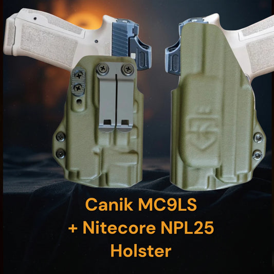 CANIK Mete MC9LS + Nitecore NPL25 Holster – StealthKydex Prota AIWB/IWB Kydex | Fit to Conceal – Built to Perform